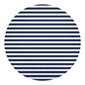 Navy And White Striped Pattern Print Round Blanket