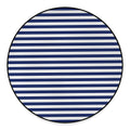 Navy And White Striped Pattern Print Round Floor Mat