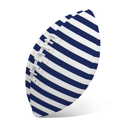 Navy And White Striped Pattern Print Rugby Ball