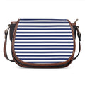 Navy And White Striped Pattern Print Saddle Bag