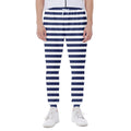 Navy And White Striped Pattern Print Joggers