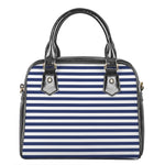 Navy And White Striped Pattern Print Shoulder Handbag