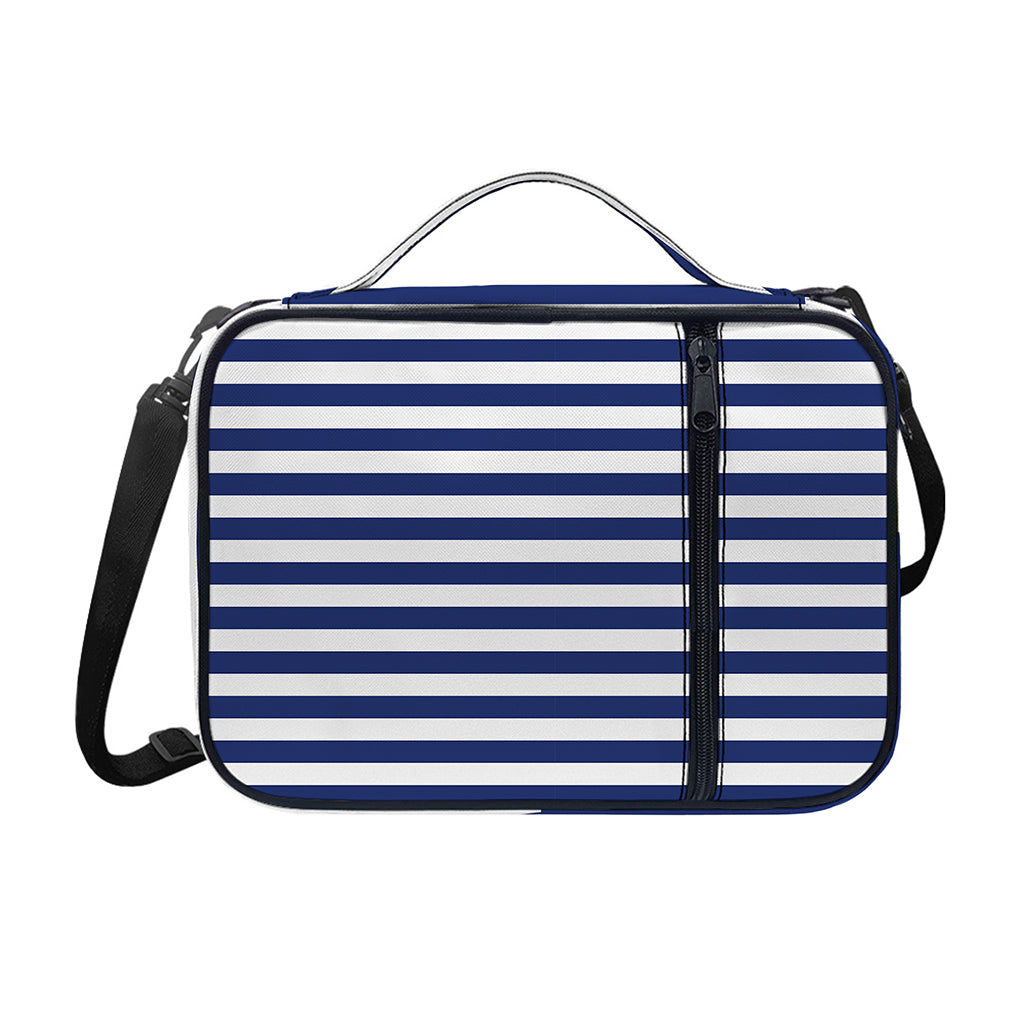 Navy And White Striped Pattern Print Shoulder Strap Bible Bag