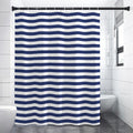 Navy And White Striped Pattern Print Shower Curtain