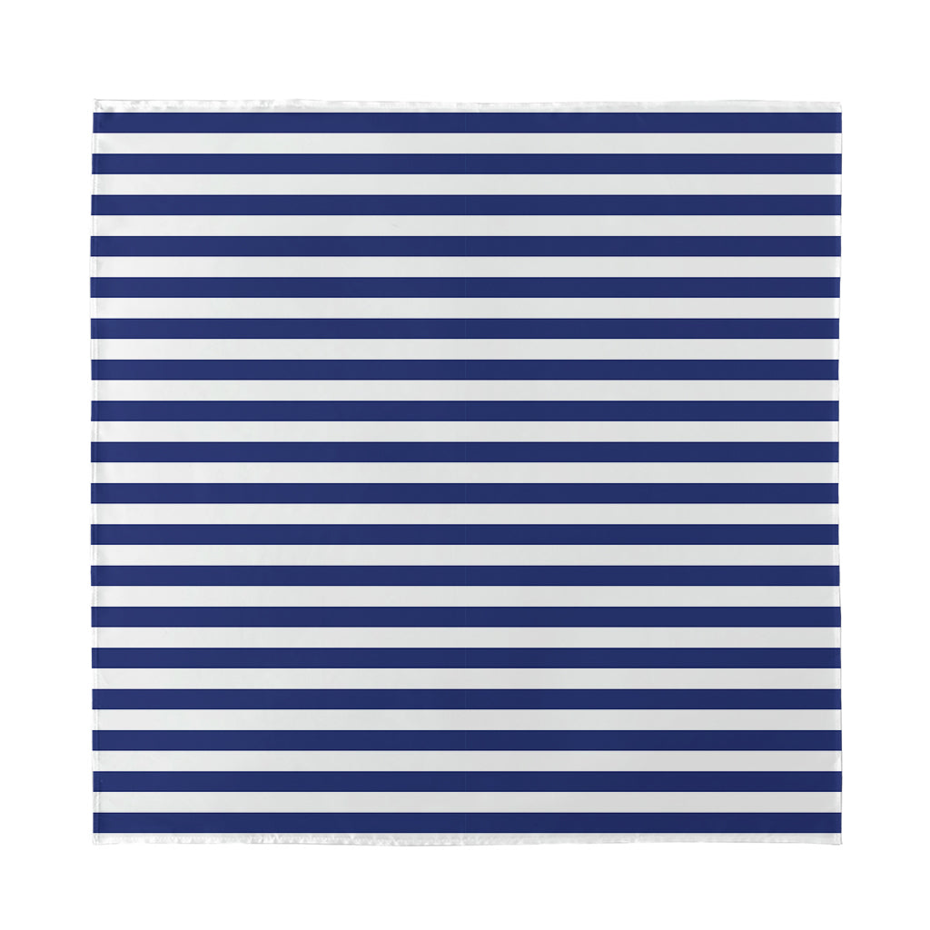 Navy And White Striped Pattern Print Silk Bandana