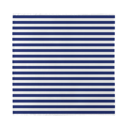 Navy And White Striped Pattern Print Silk Bandana