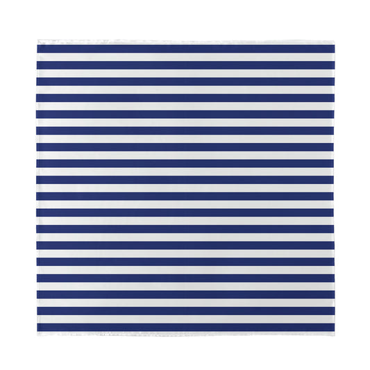 Navy And White Striped Pattern Print Silk Bandana