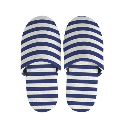Navy And White Striped Pattern Print Slippers