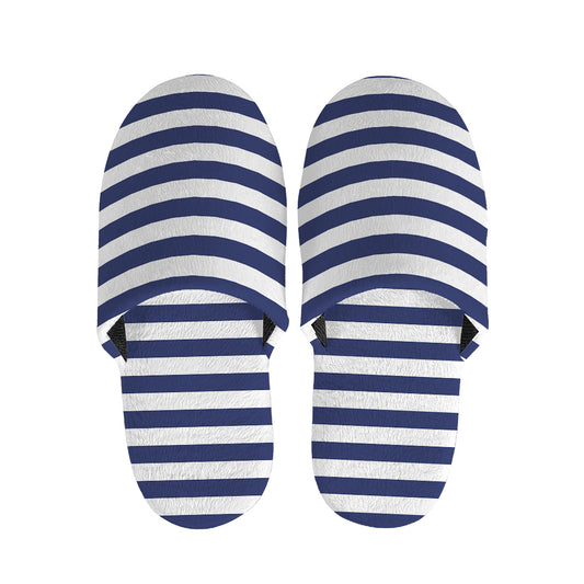 Navy And White Striped Pattern Print Slippers
