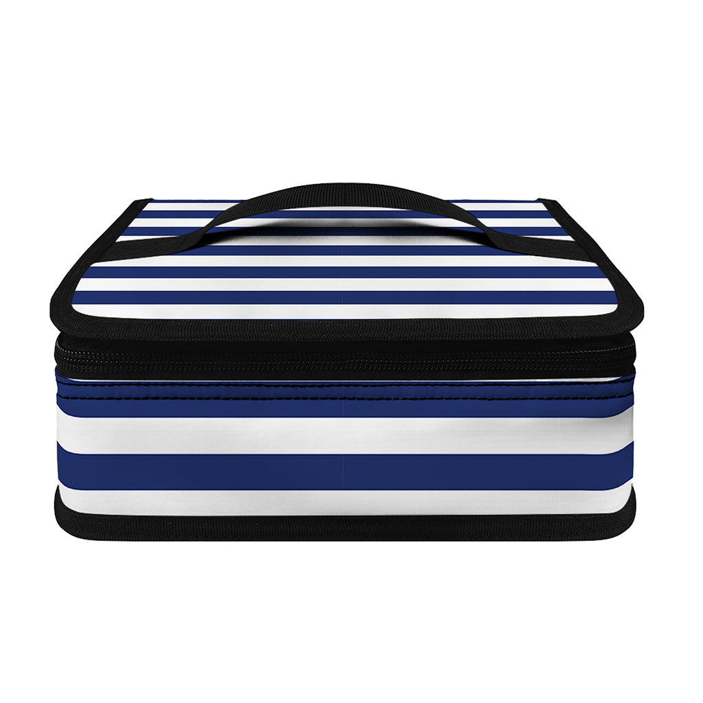 Navy And White Striped Pattern Print Small Lunch Bag