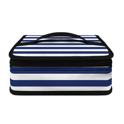 Navy And White Striped Pattern Print Small Lunch Bag