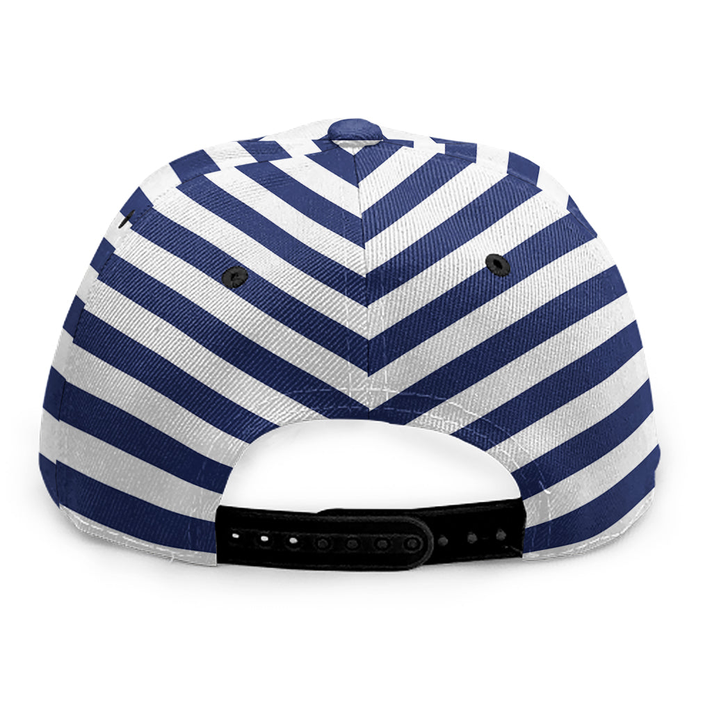 Navy And White Striped Pattern Print Snapback Cap