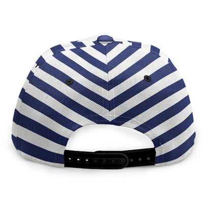 Navy And White Striped Pattern Print Snapback Cap