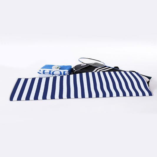 Navy And White Striped Pattern Print Sports Towel