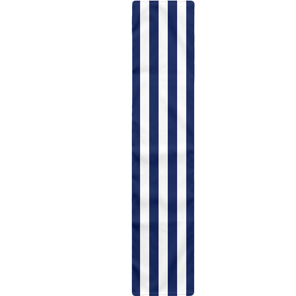 Navy And White Striped Pattern Print Table Runner