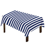 Navy And White Striped Pattern Print Tablecloth