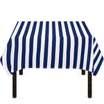 Navy And White Striped Pattern Print Tablecloth