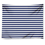 Navy And White Striped Pattern Print Tapestry