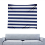 Navy And White Striped Pattern Print Tapestry