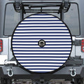 Navy And White Striped Pattern Print Tire Cover With Camera Hole