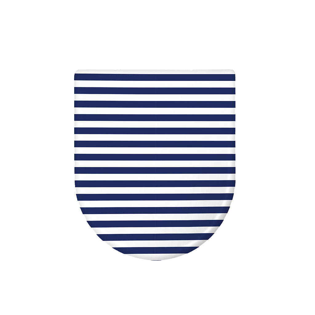 Navy And White Striped Pattern Print Toilet Lid Cover