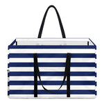 Navy And White Striped Pattern Print Utility Tote Bag