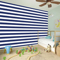 Navy And White Striped Pattern Print Wall Sticker