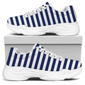 Navy And White Striped Pattern Print White Chunky Shoes
