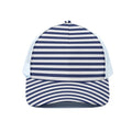 Navy And White Striped Pattern Print White Mesh Trucker Hat