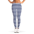Navy And White Striped Pattern Print Women's Leggings