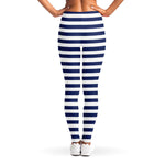 Navy And White Striped Pattern Print Women's Leggings