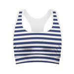 Navy And White Striped Pattern Print Women's Sports Bra