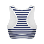 Navy And White Striped Pattern Print Women's Sports Bra