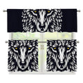 Navy And White Wolf Print 3 Piece Kitchen Curtains