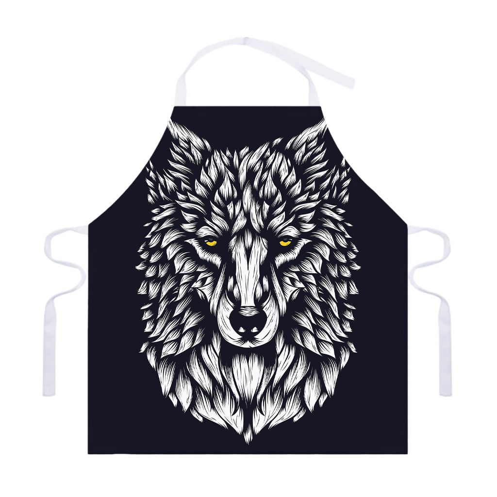 Navy And White Wolf Print Adjustable Apron