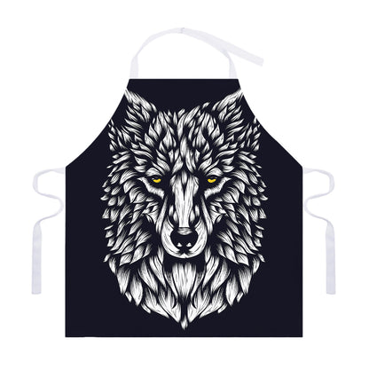 Navy And White Wolf Print Adjustable Apron