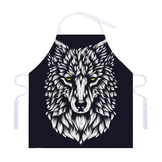 Navy And White Wolf Print Adjustable Apron