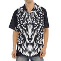 Navy And White Wolf Print Aloha Shirt
