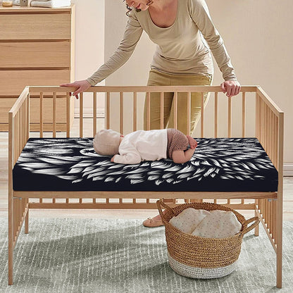 Navy And White Wolf Print Baby Crib Sheet