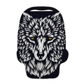 Navy And White Wolf Print Baby Seat Cover