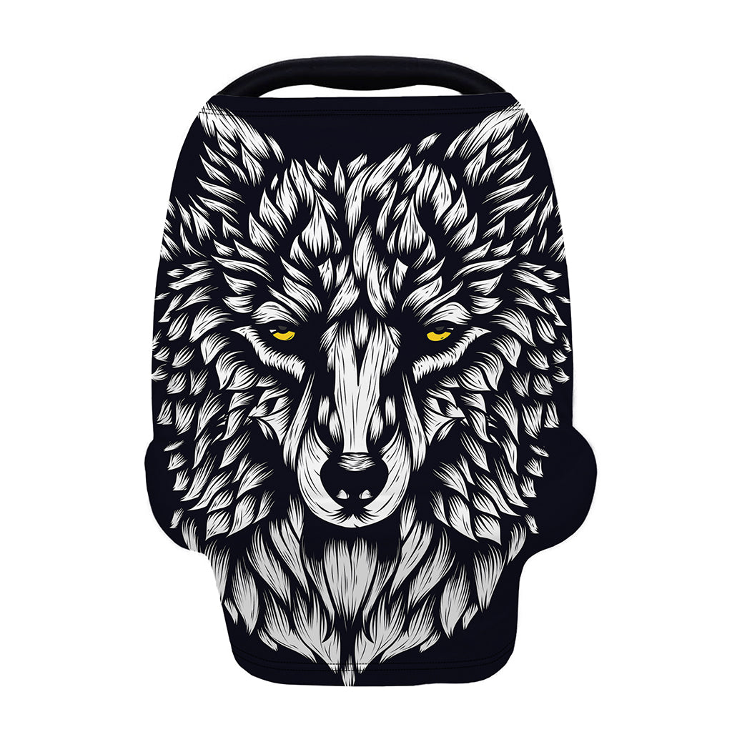 Navy And White Wolf Print Baby Seat Cover