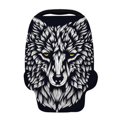 Navy And White Wolf Print Baby Seat Cover