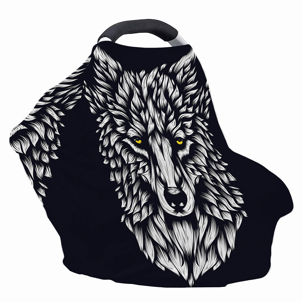 Navy And White Wolf Print Baby Seat Cover