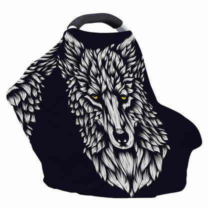 Navy And White Wolf Print Baby Seat Cover