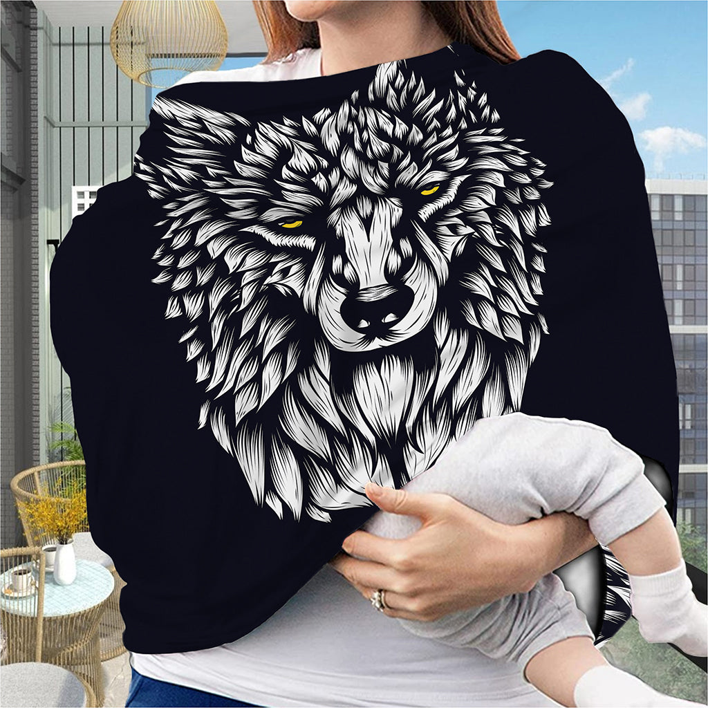 Navy And White Wolf Print Baby Seat Cover