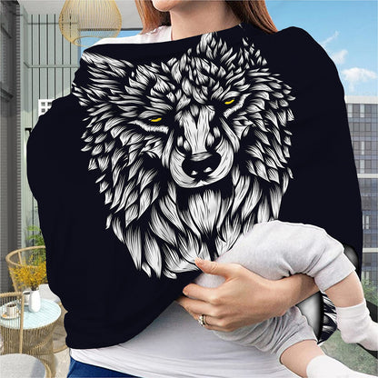 Navy And White Wolf Print Baby Seat Cover
