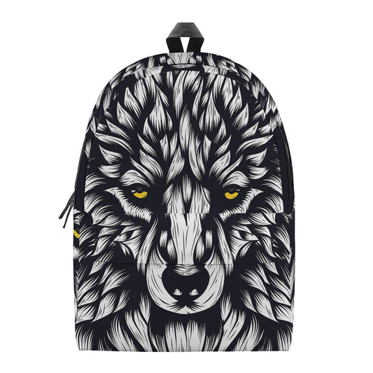 Navy And White Wolf Print Backpack
