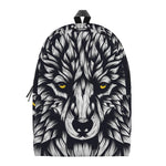 Navy And White Wolf Print Backpack