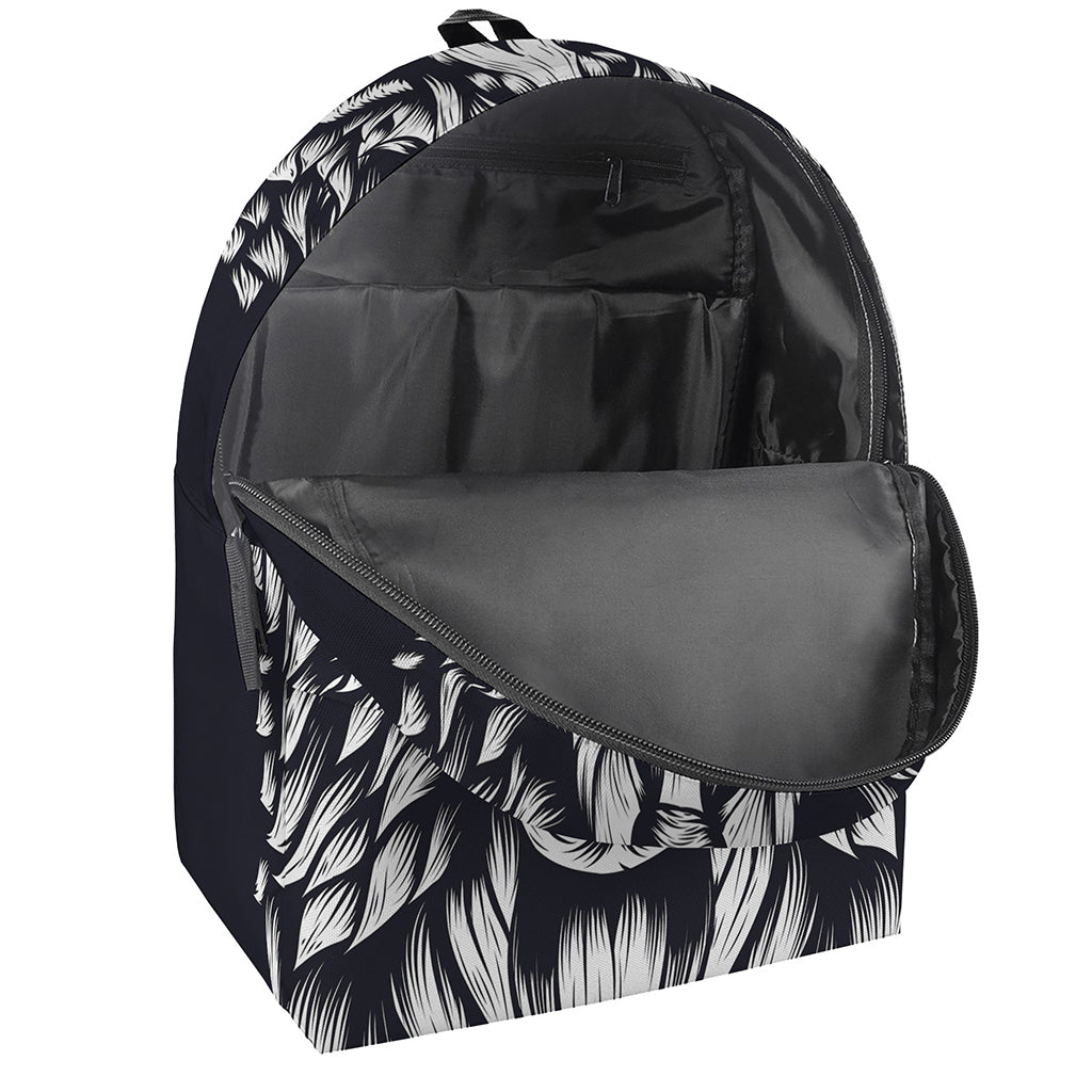 Navy And White Wolf Print Backpack