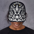 Navy And White Wolf Print Baseball Cap